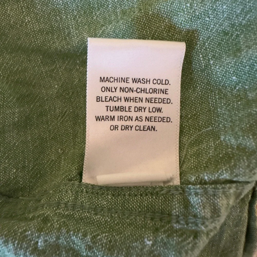 Banana Republic Button Up Shirt Linen Blend Long Sleeve‎ Resort Casual Green XL